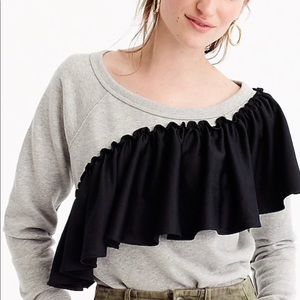J.Crew Asymmetrical Ruffle Sweatshirt size md NWT